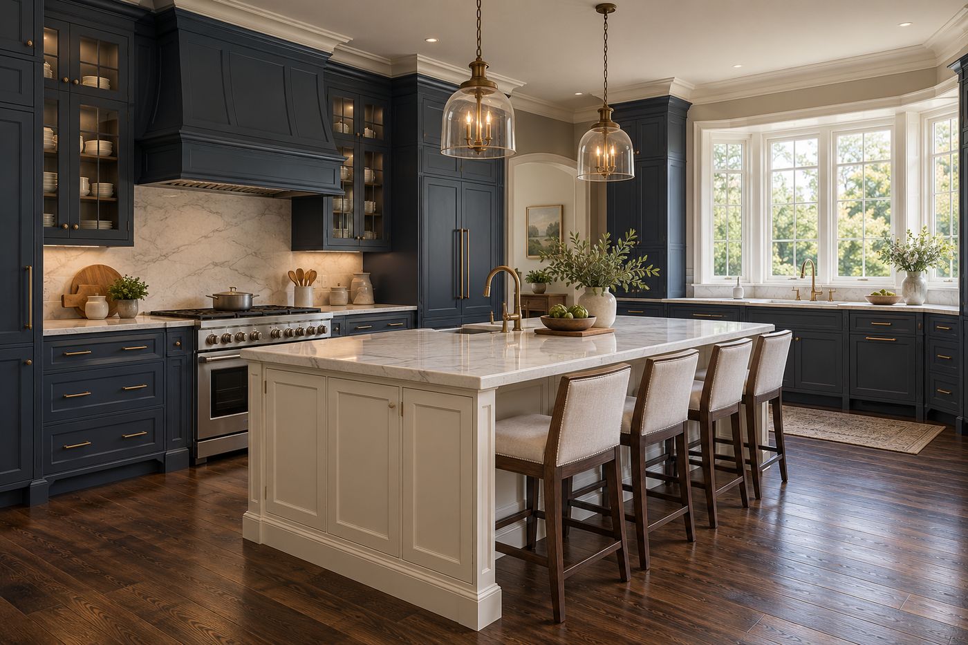 Navy Kitchen Remodel by Pro Floors and Walls project photo